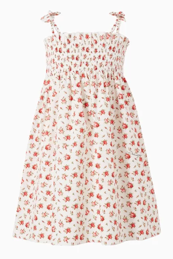 Rose-print Dress in Poplin