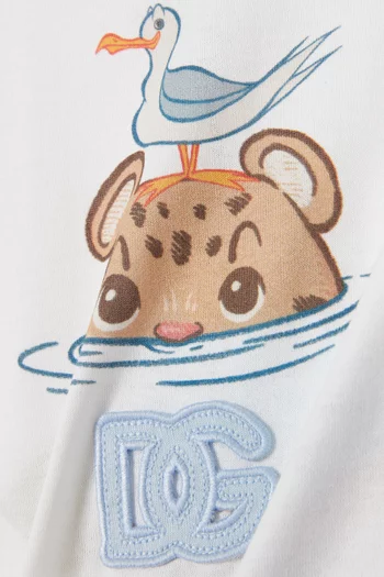 تي شيرت بنقشة جلد الفهد قطن للأطفال الرضع