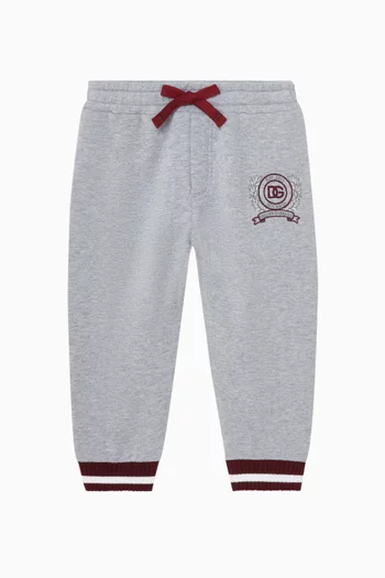 بنطال رياضي بشعار الماركة ورباط تضييق صوف قطني