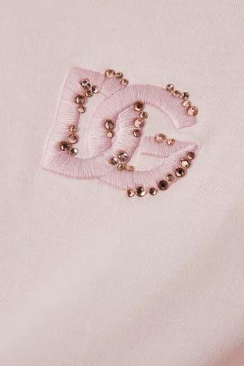 تي شيرت بشعار الماركة مزين بأحجار الراين قطن