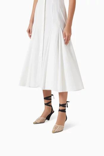 حذاء مفتوح من الخلف بكعب ويدج 80 مم قماش شبكي