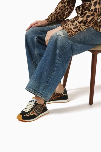 Aria Leopard-print Sneakers in Pony Hair & Suede