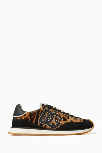 Aria Leopard-print Sneakers in Pony Hair & Suede
