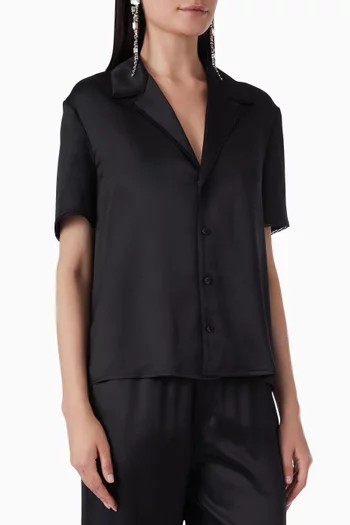 قميص بيجاما حرير وستان ودانتيل