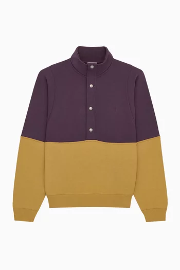 سويت شيرت بصف أزرار كبس قصير صوف قطني