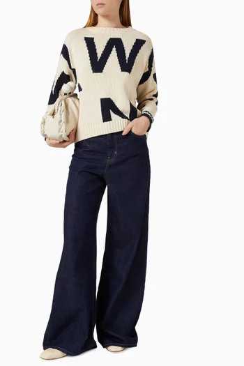 سترة بفتحة رقبة مستديرة ومنسوجة من مزيج قطن