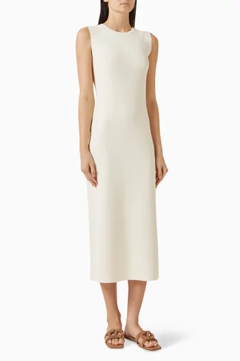 فستان بفتحة رقبة مستديرة كريب