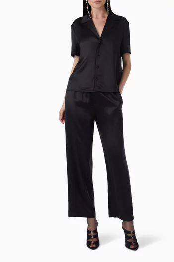 Mid-rise Pants in Silk-satin