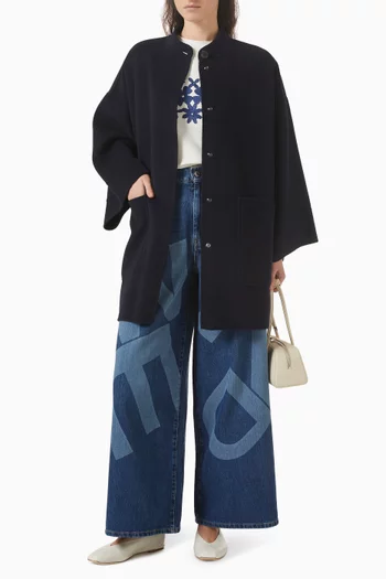 معطف متوسط الطول مزيج صوف