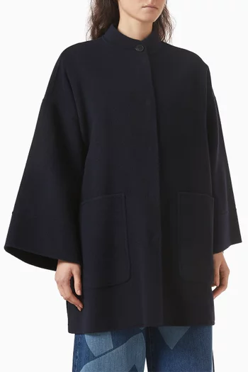 معطف متوسط الطول مزيج صوف