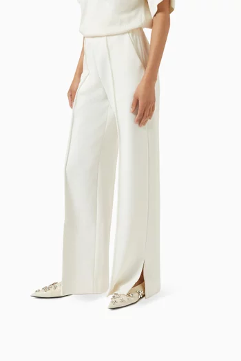 Crystal-embellished Ballet Flats in Goatskin Leather