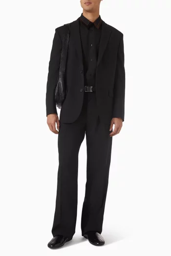 Geometric Jacquard Motif Pants in Wool