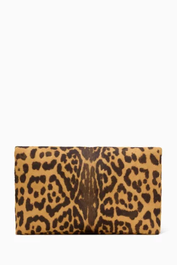 Large Cassandre Leopard-print Envelope Pouch in Pony Hair