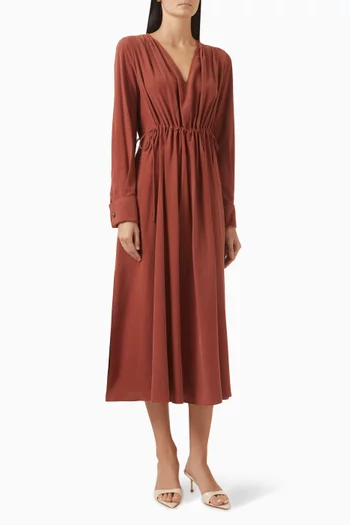 فستان برباط تضييق على الخصر حرير وقنب