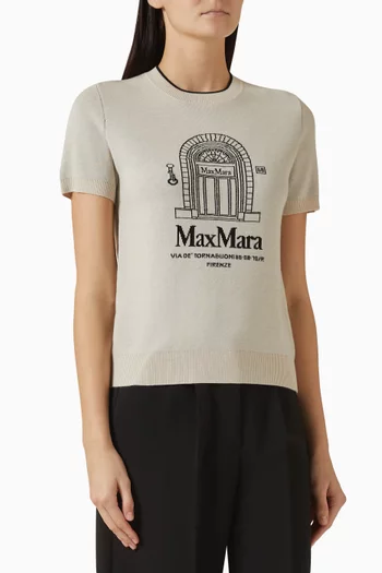 تي شيرت منسوج بتطريز شعار الماركة