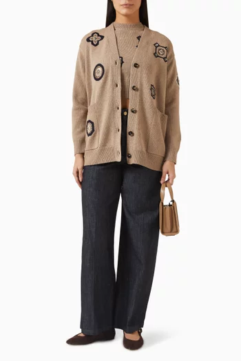 Embellished Cardigan in Wool-cashmere