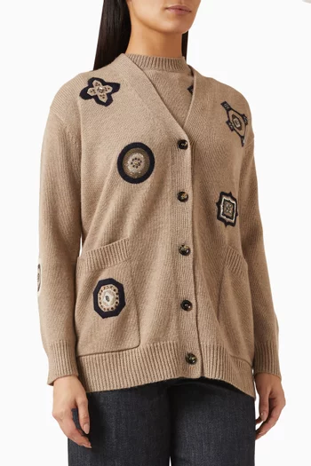 Embellished Cardigan in Wool-cashmere