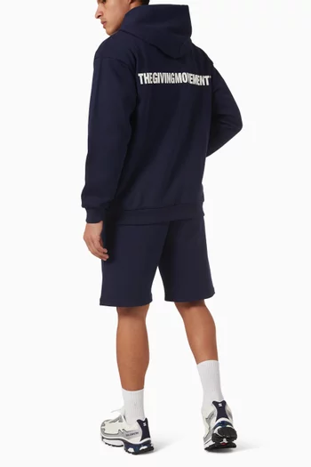 كنزة بغطاء رأس وقصة فضفاضة بسحّاب مزيج قطن عضوي