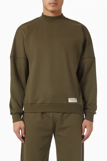 Curved-print Oversized High-neck Sweatshirt