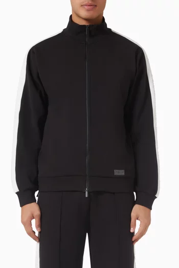 Embossed Contrast-panel Jacket in Organic Cotton-blend