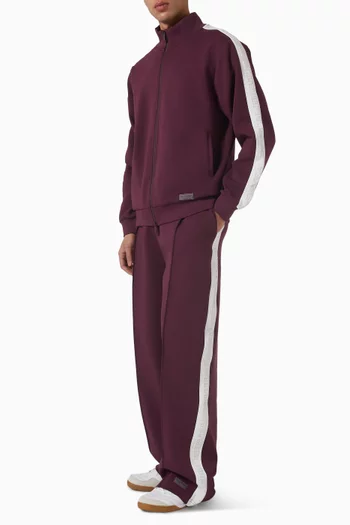 Embossed Contrast Panel Straight Leg Pants