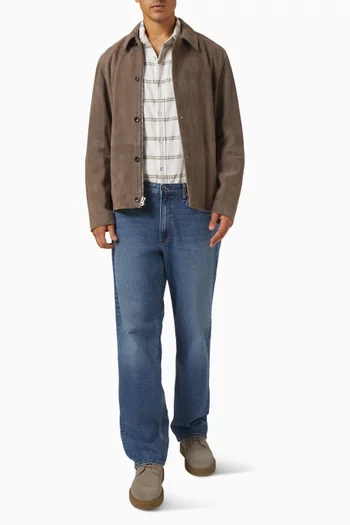 بنطال جينز فيت 4 بقصة ساق مستقيمة دينم مطاطي أصلي