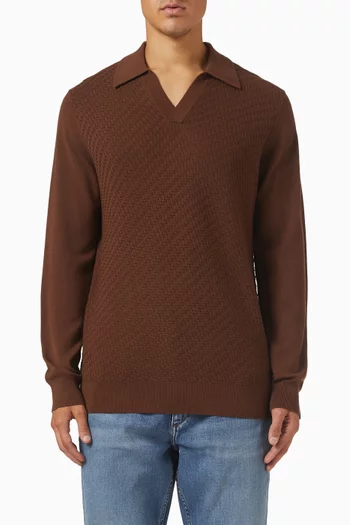 Charles Johnny Collar Polo Sweater in Wool