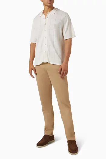 Dalton Windowpane Knit Shirt in Wool-blend