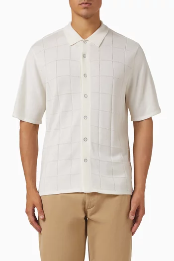 Dalton Windowpane Knit Shirt in Wool-blend