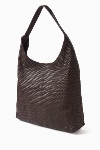 حقيبة يد كبيرة بتصميم نسيج متشابك جلد