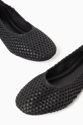 Lattice Weave Ballet Flats in Leather