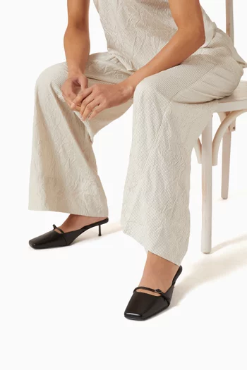 حذاء بيليه مفتوح من الخلف بكعب 35 مم جلد