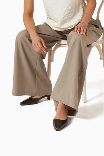 حذاء ميرو مفتوح من الخلف بكعب 30 مم جلد ناعم