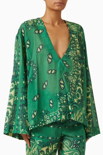 بلوزة بنقشة باندانا قطن