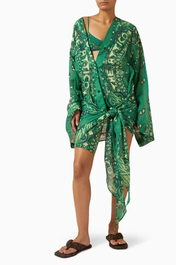 Printed Wrap Dress in Cotton