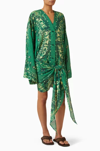 Printed Wrap Dress in Cotton