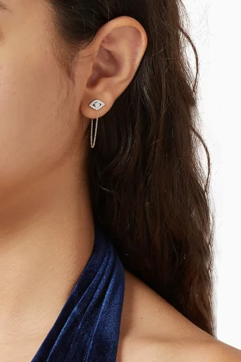 أقراط بتصميم عين الحسود مرصعة بالماس ذهب أصفر عيار 14