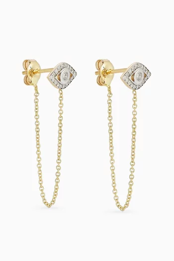 أقراط بتصميم عين الحسود مرصعة بالماس ذهب أصفر عيار 14