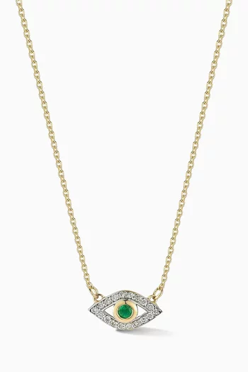 Evil Eye Emerald Necklace in 14kt Gold
