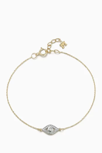 Evil Eye Diamond Chain Bracelet in 14kt Gold
