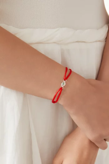 Evil Eye Emerald Cord Bracelet in 14kt Gold