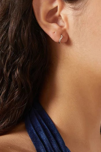 Wave Diamond Bezel Huggies in 14kt Gold