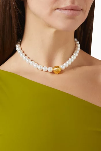 Sky Pearl Cosmic Choker Necklace in 24kt Gold-plated Brass