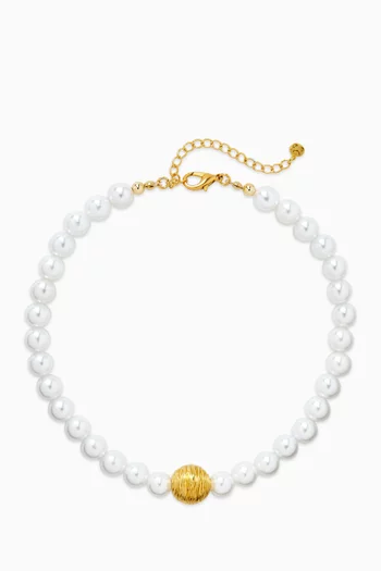 Sky Pearl Cosmic Choker Necklace in 24kt Gold-plated Brass