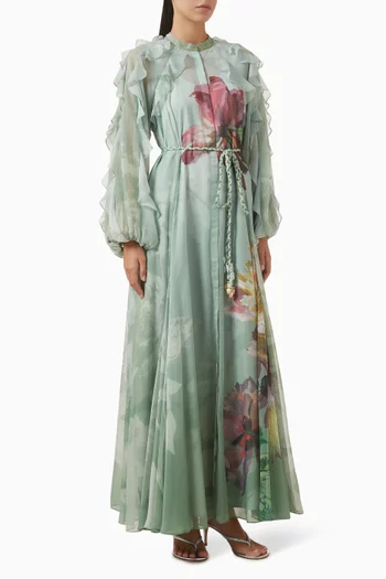 فستان لومفلاور بحزام شيفون