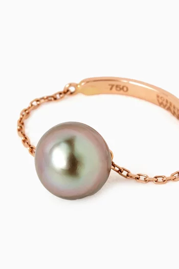 خاتم لينكس أوف لوف بتصميم سلسلة مرصع بلؤلؤ تاهيتي ذهب عيار 18