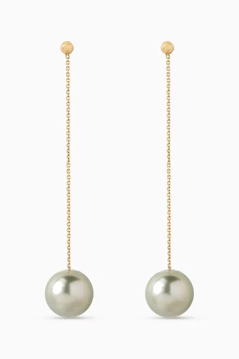 Links of Love Keshi Pearl Drop Earrings in 18kt Gold
