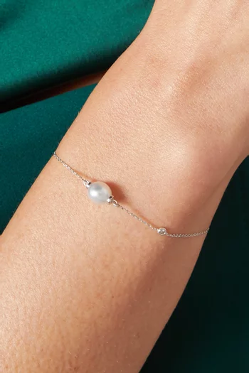 سوار ماي فيرست بيرل مرصع بالماس ذهب أبيض عيار 18‏