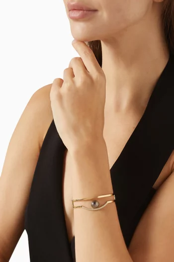 سوار ميوز مرصع بماس ولؤلؤ تاهيتي ذهب عيار 18