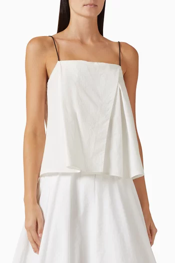 بلوزة بتصميم ملفوف وأكمام منفوخة قطن تويل